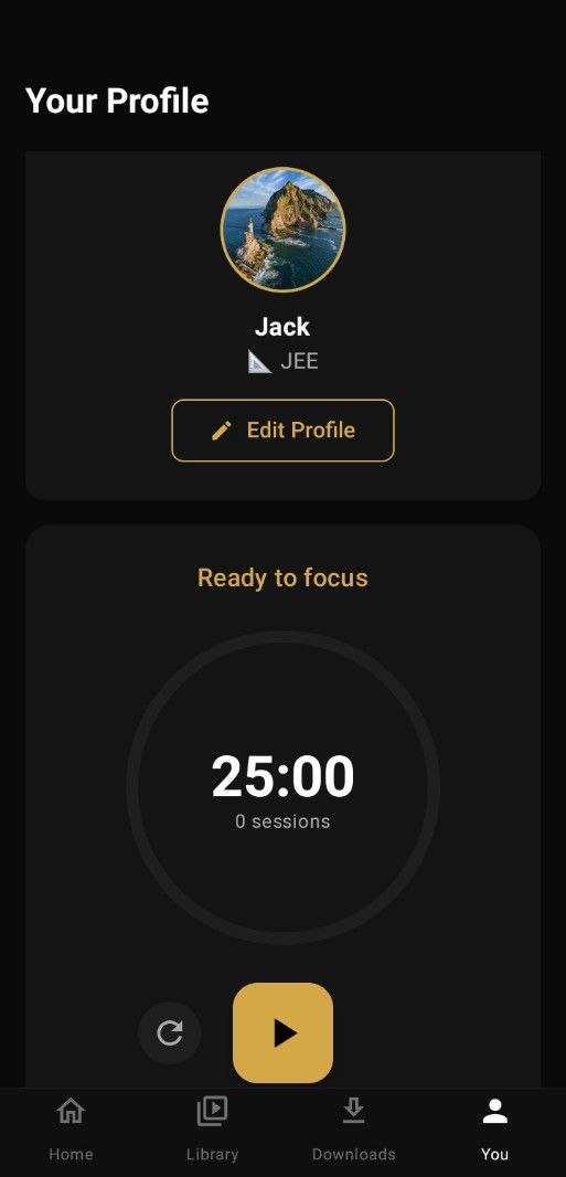StayFocus Profile and Pomodoro Timer